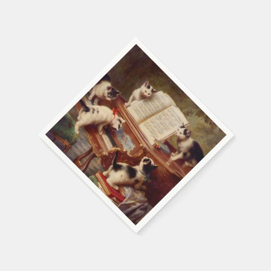 Kätzchen und Klavier Serviette (Ecke)