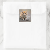 Kätzchen und Maus Quadratischer Aufkleber (Tasche)