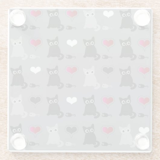 Kätzchen- und Mäusemuster Glasuntersetzer (Rückseite)