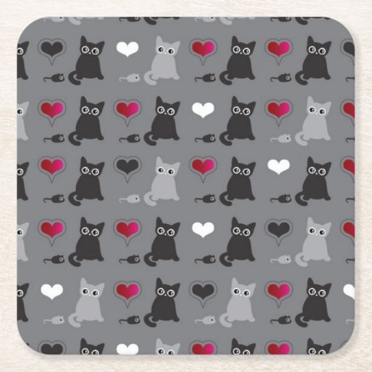 Kätzchen- und Mäusemuster Rechteckiger Pappuntersetzer (Vorderseite)