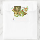 Kätzchen und Robin | Vom Weihnachtsgeschenk des Ja Quadratischer Aufkleber (Tasche)