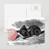 Kätzchen und rosa Garn Postkarte (Vorne/Hinten)