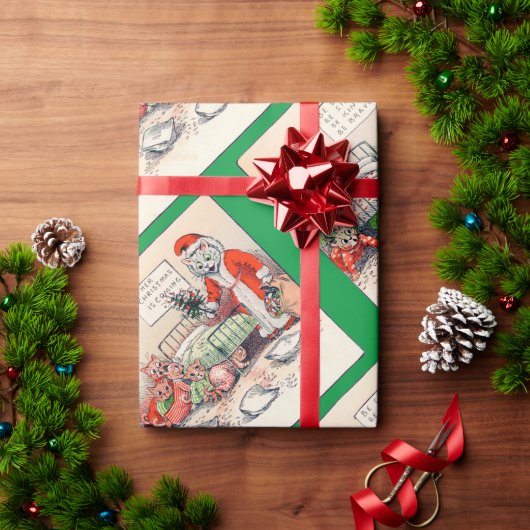 Kätzchen und Santa Cat, Louis Wain Packpapier (Feiertagsgeschenk)