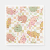 Kätzchen und Schleifen, Karierte Katzenparty Serviette (Vorderseite)