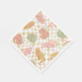 Kätzchen und Schleifen, Karierte Katzenparty Serviette (Ecke)