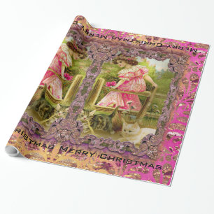 Kätzchen und Schleifen viktorianisch Geschenkpapier