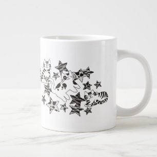Kätzchen und Sterne im Weltraum Jumbo-Tasse