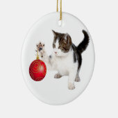 Kätzchen- und Weihnachtsball Keramikornament (Rechts)