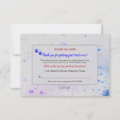 Kätzchen-und Welpen-Tierarzt danken Ihnen Karten (Rückseite)