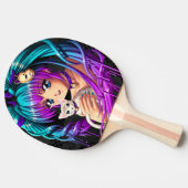 Kätzchen und Zopf Manga Mädchen Tischtennis Schläger (Seitenansicht)