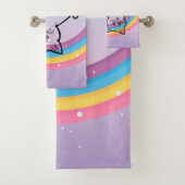 Kätzchen unter einem Regenbogen Badhandtuch Set (Insitu)