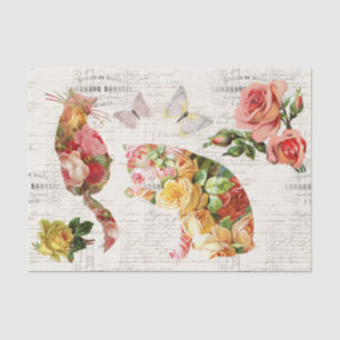 Kätzchen Vintag Rosa Gelbe Rosen Französisches Gew Seidenpapier