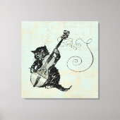 Kätzchen Violine Aquamarin Music Cat Illustration Leinwanddruck (Vorderseite)