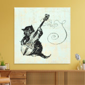 Kätzchen Violine Aquamarin Music Cat Illustration Leinwanddruck (Insitu (Wohnzimmer))