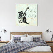Kätzchen Violine Aquamarin Music Cat Illustration Leinwanddruck (Insitu (Schlafzimmer))