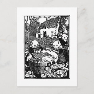 Kätzchen waschen Mitten Kinderzimmer Rhyme Postkarte