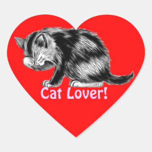 Kätzchen waschen seine Whiskers Katzengeschenke Herz-Aufkleber