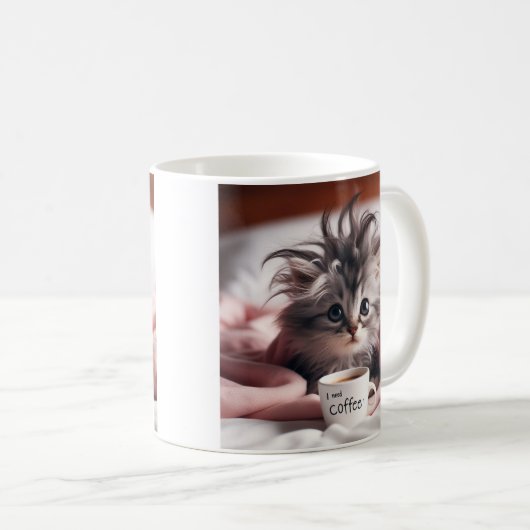 Kätzchen weckte einfach auf und brauchte etwas Kaf Kaffeetasse (VorderseiteRechts)