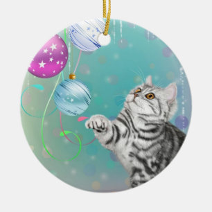 Kätzchen-Weihnachten Keramik Ornament