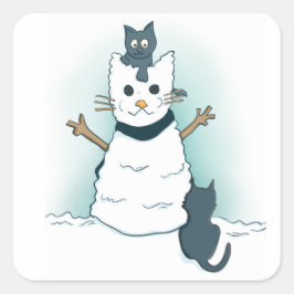 Kätzchen Weihnachten Schneekatze Winter machen Quadratischer Aufkleber