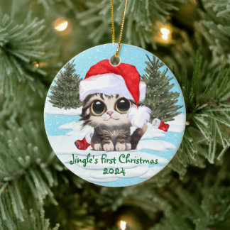 Kätzchen Weihnachtsmannmütze, KUNSTBAR! Adorable C Keramik Ornament