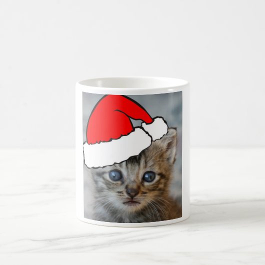 Kätzchen-Weihnachtsmannmütze-Tasse Kaffeetasse (Mittel)