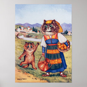 Kätzchen will eine Orange, Louis Wain Poster