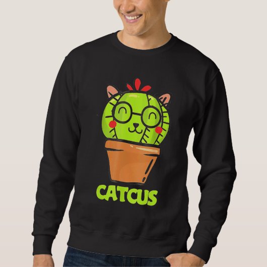 Katzchen-Wortspiel-Kaktus Sweatshirt (Vorderseite)