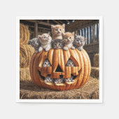 Kätzchen zu Halloween Pumpkin Serviette (Vorderseite)