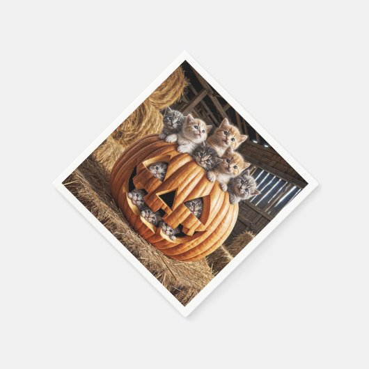 Kätzchen zu Halloween Pumpkin Serviette (Ecke)