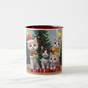 Kätzchen zu Weihnachten Zweifarbige Tasse