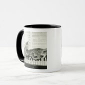 Kätzchen zwei, das auf Klaviertastatur spielt, Tasse (Vorderseite Links)