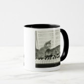 Kätzchen zwei, das auf Klaviertastatur spielt, Tasse (VorderseiteRechts)