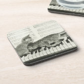 Kätzchen zwei, das auf Klaviertastatur spielt, Untersetzer (Linke Seite)