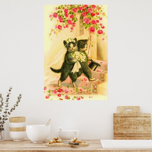 Kätzchenbraun und -garten poster (Küche)