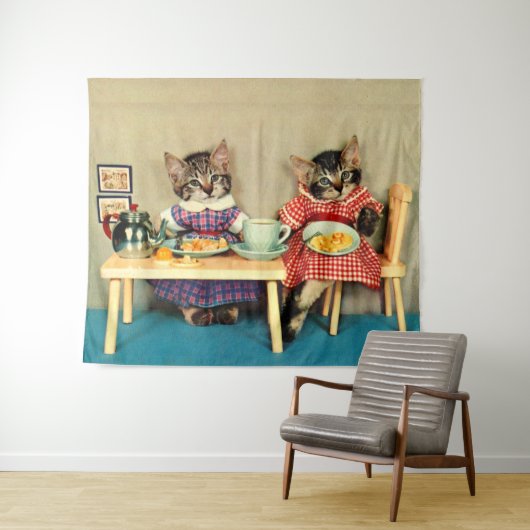 Kätzchenfrühstück Wandteppich (Beispiel (Horizontal))