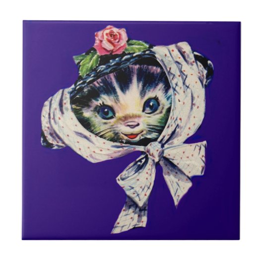 Kätzchenkatze in einem Kätzchen Fliese (Vorderseite)