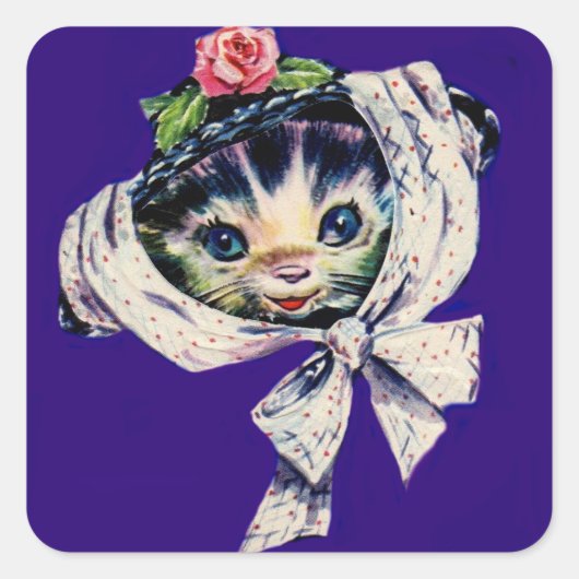 Kätzchenkatze in einem Kätzchen Quadratischer Aufkleber (Vorderseite)