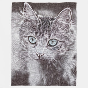 Kätzchenliebe Süße Katze Mit Leuchtend Blauen Auge Fleecedecke