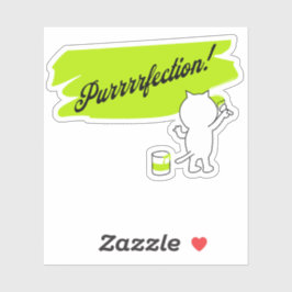 Kätzchenmalerei "Purrrfection!" an der Wand. Aufkleber