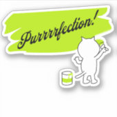 Kätzchenmalerei "Purrrfection!" an der Wand. Aufkleber (Vorderseite)