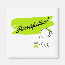 Kätzchenmalerei "Purrrfection!" an der Wand. Magnet