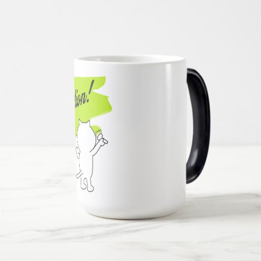 Kätzchenmalerei "Purrrfection!" an der Wand. Verwandlungstasse (VorderseiteRechts)