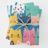 Kätzchenmuster, farbiges Schleifpapier Geschenkpapier Set (Beispiel)