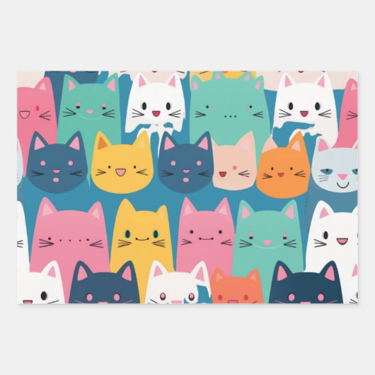 Kätzchenmuster, farbiges Schleifpapier Geschenkpapier Set (Vorderseite)