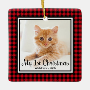 Kätzchens 1. Weihnachten 2 Foto Keramikornament