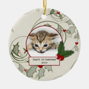 Kätzchens 1. Weihnachtsbaumschmuck Keramikornament