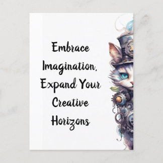 Katze 1 Kätzchen und Zylinder Aquarell Postkarte