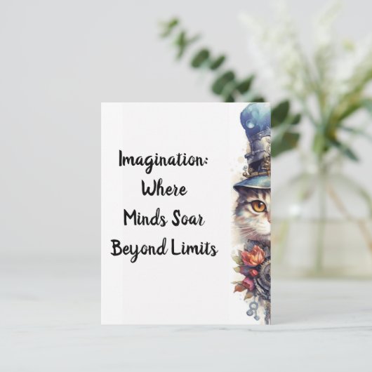 Katze 2 Kätzchen mit Rose und Oberhut Wasserfarbe Postkarte (Stehend Vorderseite)