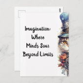 Katze 2 Kätzchen mit Rose und Oberhut Wasserfarbe Postkarte (Vorne/Hinten)